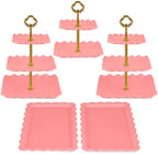 5-Piece Cupcake Stand & Appetizer Trays Set (Square, Pink) in Pink, alternate view 4
