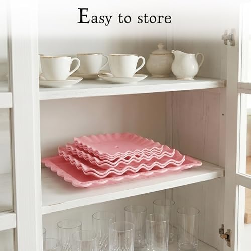 5-Piece Cupcake Stand & Appetizer Trays Set (Square, Pink) in Pink, alternate view 5