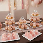 5-Piece Cupcake Stand & Appetizer Trays Set (Square, White) in White, alternate view 2