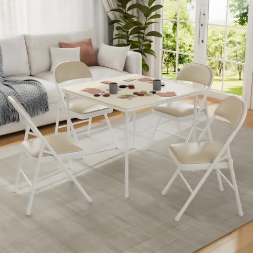 5-Piece Folding Card Table Square and Chair Set with Collapsible Legs & Vinyl Upholstery, Portable for Indoor &, alternate