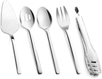 5 piece Large Hostess Serving Utensils Set,18/10 Stainless Steel in Silver