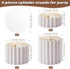 5 Pieces Buffet Risers - 12" Cylinder Party Stands with Acrylic Plates Foldable Food Display Risers for Dessert, alternate