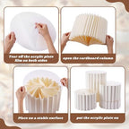 5 Pieces Buffet Risers - 12" Cylinder Party Stands with Acrylic Plates Foldable Food Display Risers for Dessert, alternate