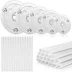 5 Pieces Cake Separator Plates Stands with 24 Pieces Plastic Cake Dowels Rods and 15 Pieces Clear Cake Sticks