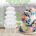 5 Pieces Cake Separator Plates Stands with 24 Pieces Plastic Cake Dowels Rods and 15 Pieces Clear Cake Sticks, alternate view