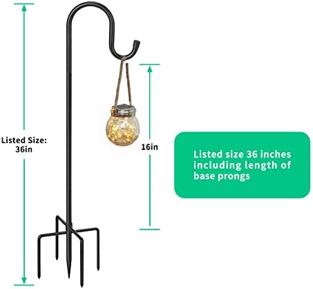 5-Prong Shepherd Hooks for Outdoor, 2 Pack Heavy Duty Iron Garden Hooks for Hanging Plants, Bird Feeders, alternate view 3