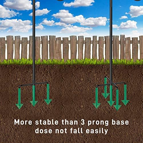 5-Prong Shepherd Hooks for Outdoor, 2 Pack Heavy Duty Iron Garden Hooks for Hanging Plants, Bird Feeders, alternate view 4