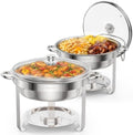 5 Qt 2 Pack Chafing Dishes for Buffet, Stainless Steel Round Chafers for Catering, Buffet Servers and Warmers