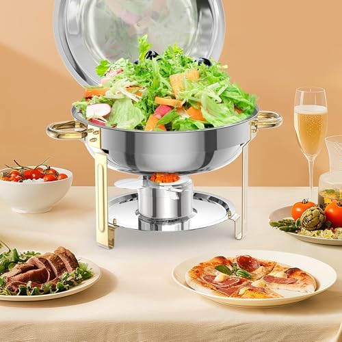 5 QT 2 Packs Chafing Dish Buffet Set, NSF Round Stainless Steel Chafers and Warmers Food Servers Sets with Lid &, alternate