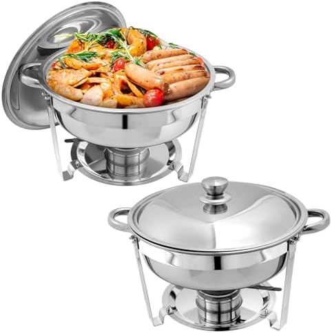 5 QT Chafing Dishes 2 PACK, Premium Stainless Steel Complete Set