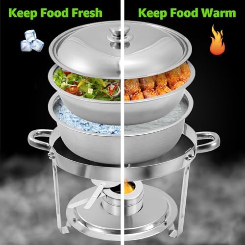 5 QT Chafing Dishes 2 PACK, Premium Stainless Steel Complete Set, alternate view 2