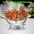 5 QT Chafing Dishes 4 PACK, Premium Stainless Steel Complete Set, alternate view 4