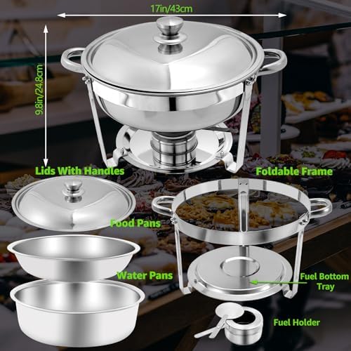 5 QT Chafing Dishes 4 PACK, Premium Stainless Steel Complete Set, alternate view 5