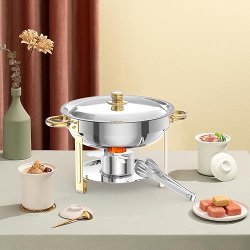 5 QT Chafing Dishes for Buffet, 4 Pack Gold Round Food Warmers, alternate view 2