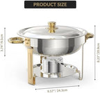 5 QT Chafing Dishes for Buffet, 4 Pack Gold Round Food Warmers, alternate view 3