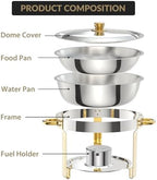 5 QT Chafing Dishes for Buffet, 4 Pack Gold Round Food Warmers, alternate view 4