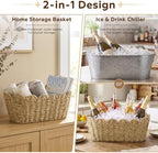 5 Quart Ice Bucket with Wicker Outer Basket, Scoop, Tong and Handle, alternate view 4