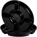 5 Sectional Round Plastic Heavy duty Serving Tray/Platters Black Pack of 2 in 12 inches in Black