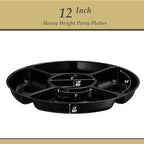 5 Sectional Round Plastic Heavy duty Serving Tray/Platters Black Pack of 2 in 12 inches in Black, alternate view 5