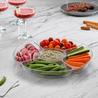 5 Sectional Round Plastic Heavy duty Serving Tray/Platters Clear Pack of 2 in 12" in Clear, alternate view 2