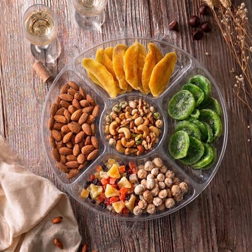 5 Sectional Round Plastic Heavy duty Serving Tray/Platters Clear Pack of 2 in 12" in Clear, alternate view 4