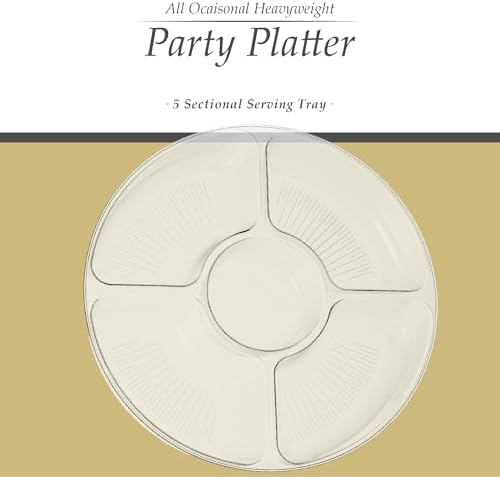 5 Sectional Round Plastic Heavy duty Serving Tray/Platters Clear Pack of 2 in 12" in Clear, alternate view 6