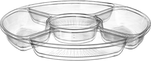 5 Sectional Round Plastic Heavy duty Serving Tray/Platters Clear Pack of 2 in 12" in Clear, alternate view 7