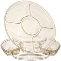 5 Sectional Round Plastic Heavy duty Serving Tray/Platters Gold Glitter Pack of 4 in 12 inches in GOLD GLITTER