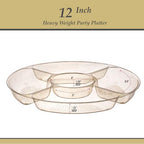 5 Sectional Round Plastic Heavy duty Serving Tray/Platters Gold Glitter Pack of 4 in 12 inches in GOLD GLITTER, alternate