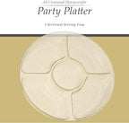 5 Sectional Round Plastic Heavy duty Serving Tray/Platters Gold Glitter Pack of 4 in 12 inches in GOLD GLITTER, alternate