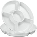 5 Sectional Round Plastic Heavy duty Serving Tray/Platters White Pack of 4 in 12 inches in White