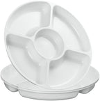 5 Sectional Round Plastic Heavy duty Serving Tray/Platters White Pack of 4 in 12 inches in White