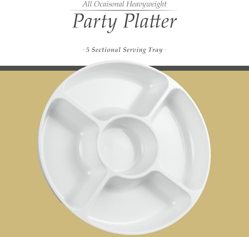 5 Sectional Round Plastic Heavy duty Serving Tray/Platters White Pack of 4 in 12 inches in White, alternate view 6