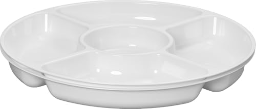 5 Sectional Round Plastic Heavy duty Serving Tray/Platters White Pack of 4 in 12 inches in White, alternate view 7