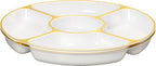 5 Sectional Round Plastic Heavy duty Serving Tray/Platters White With Gold Rim Pack of 4 in 12 inches in WHITE, alternate