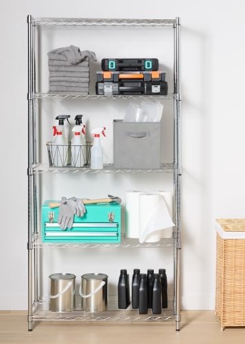 5-Shelf Adjustable Heavy Duty Steel Wire Rack, Space Saving Storage Shelving Organizer for Kitchen, Garage, alternate view 2