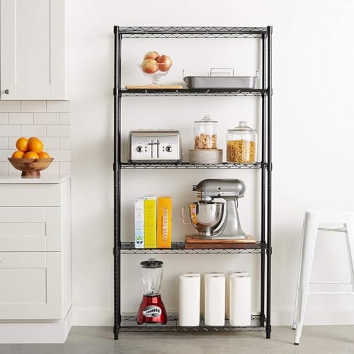 5-Shelf Adjustable Heavy Duty Steel Wire Rack, Space Saving Storage Shelving Organizer for Kitchen, Garage, alternate view 4