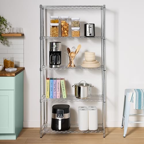 5-Shelf Adjustable Heavy Duty Steel Wire Rack, Space Saving Storage Shelving Organizer for Kitchen, Garage, alternate view 5