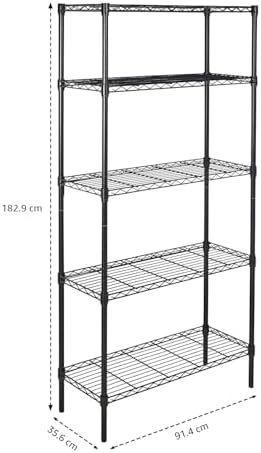5-Shelf Adjustable Heavy Duty Steel Wire Storage Shelves for Garage, Kitchen, Easy Assembly, 36" x 14" x 72", alternate view