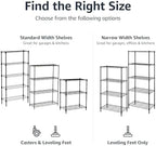 5-Shelf Adjustable Heavy Duty Steel Wire Storage Shelves for Garage, Kitchen, Easy Assembly, 36" x 14" x 72", alternate view