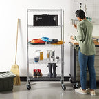 5-Shelf Adjustable, Heavy Duty Storage Shelving Unit on 4" Wheel Casters, Easy to Move Portable Wire Shelving, alternate view