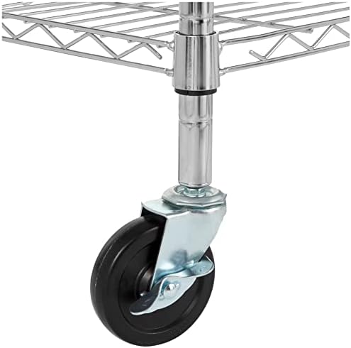 5-Shelf Adjustable, Heavy Duty Storage Shelving Unit on 4" Wheel Casters, Easy to Move Portable Wire Shelving, alternate view
