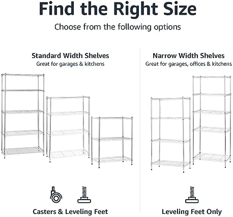 5-Shelf Adjustable, Heavy Duty Storage Shelving Unit on 4" Wheel Casters, Easy to Move Portable Wire Shelving, alternate view
