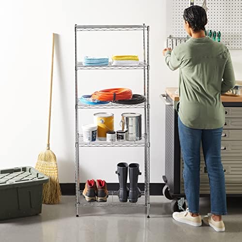 5-Shelf Adjustable Storage Shelving Unit for Garage, Steel Wire Rack, 200 Pound Loading Capacity per Shelf, alternate view 2