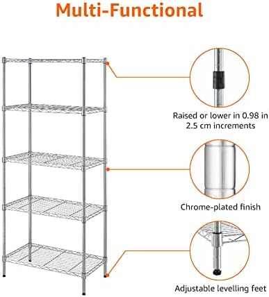 5-Shelf Adjustable Storage Shelving Unit for Garage, Steel Wire Rack, 200 Pound Loading Capacity per Shelf, alternate view 7