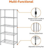5-Shelf Adjustable Storage Shelving Unit for Garage, Steel Wire Rack, 200 Pound Loading Capacity per Shelf, alternate view 7