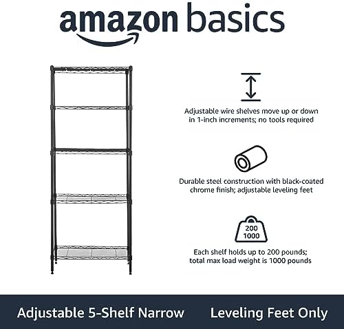 5-Shelf Multipurpose Adjustable Steel Garage Shelving Unit, Storage Rack for Kitchen, 200 lbs Per Shelf, Easy, alternate view
