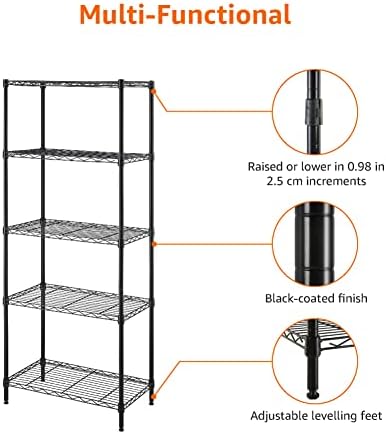 5-Shelf Multipurpose Adjustable Steel Garage Shelving Unit, Storage Rack for Kitchen, 200 lbs Per Shelf, Easy, alternate view