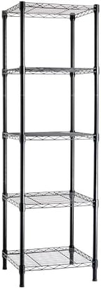 5-Shelf Tower Adjustable Storage Shelving Unit for Garage, Rust-Resistant Steel, 150 lbs Per Shelf, 16"W x 16"D