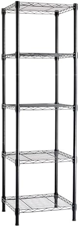 5-Shelf Tower Adjustable Storage Shelving Unit for Garage, Rust-Resistant Steel, 150 lbs Per Shelf, 16"W x 16"D